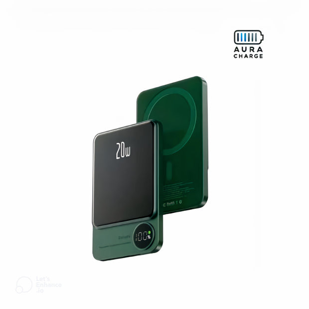 Aura Charge® Magnetische Powerbank – 5000mAh, Magsafe-kompatibel, Aluminium, USB-C, Wireless Charging